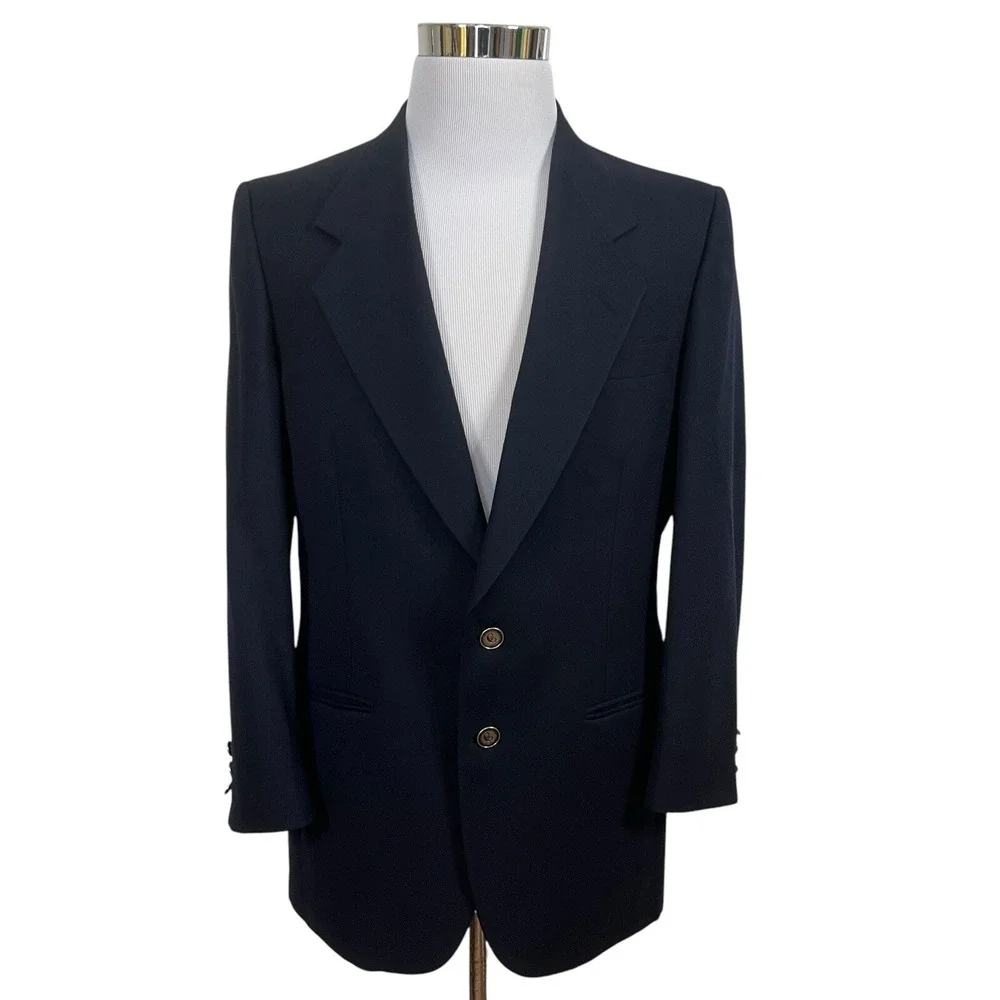 Nino Cerruti Blazer Mens 39R Blue 100% Wool 2 Button Rue Royale The Bon‎ Union
